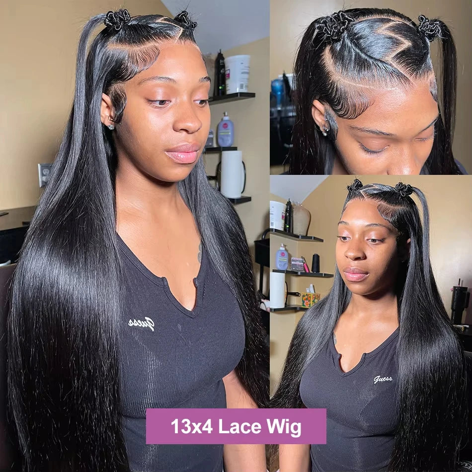 Bone Straight Human Hair Wigs 13X6 Hd Lace Frontal Wig 30 40 Inch Pre Plucked Brazilian 13X4 Lace Front Black Wigs For Women