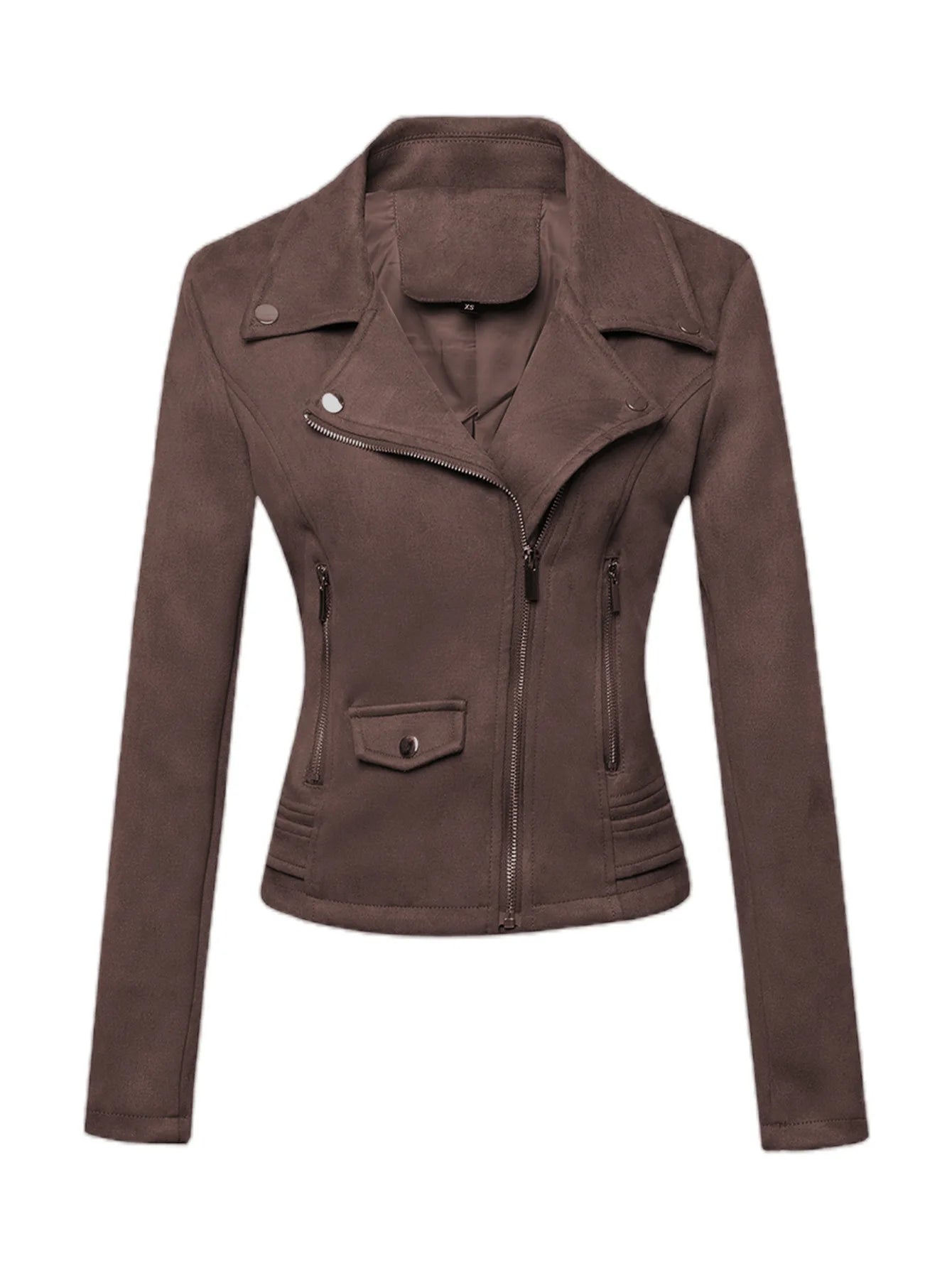 Women Vintage Suede Biker Jacket Slim Fit Short Motorcycle Coat Fashion Ladies Faux Leather Moto Jacket For Casual Ridin