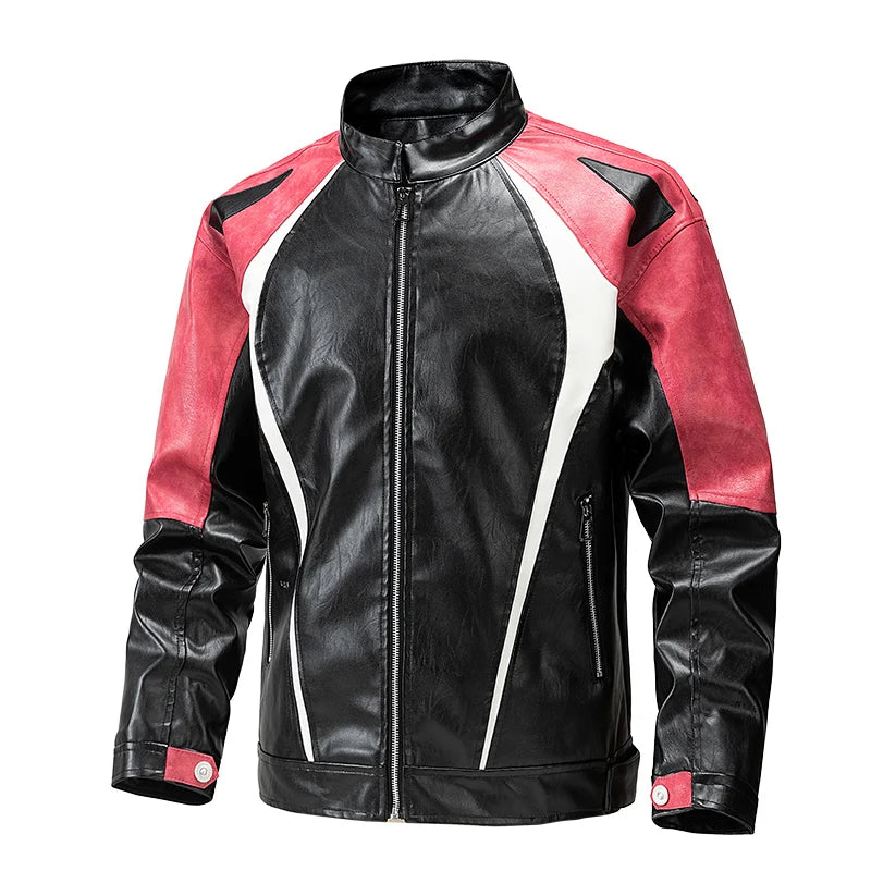 2025 Autumn Patchwork Motorcycle Jacket Men Winter Motorbike Jacket Men Women PU Leather Motocross Jacket Riding Clothing