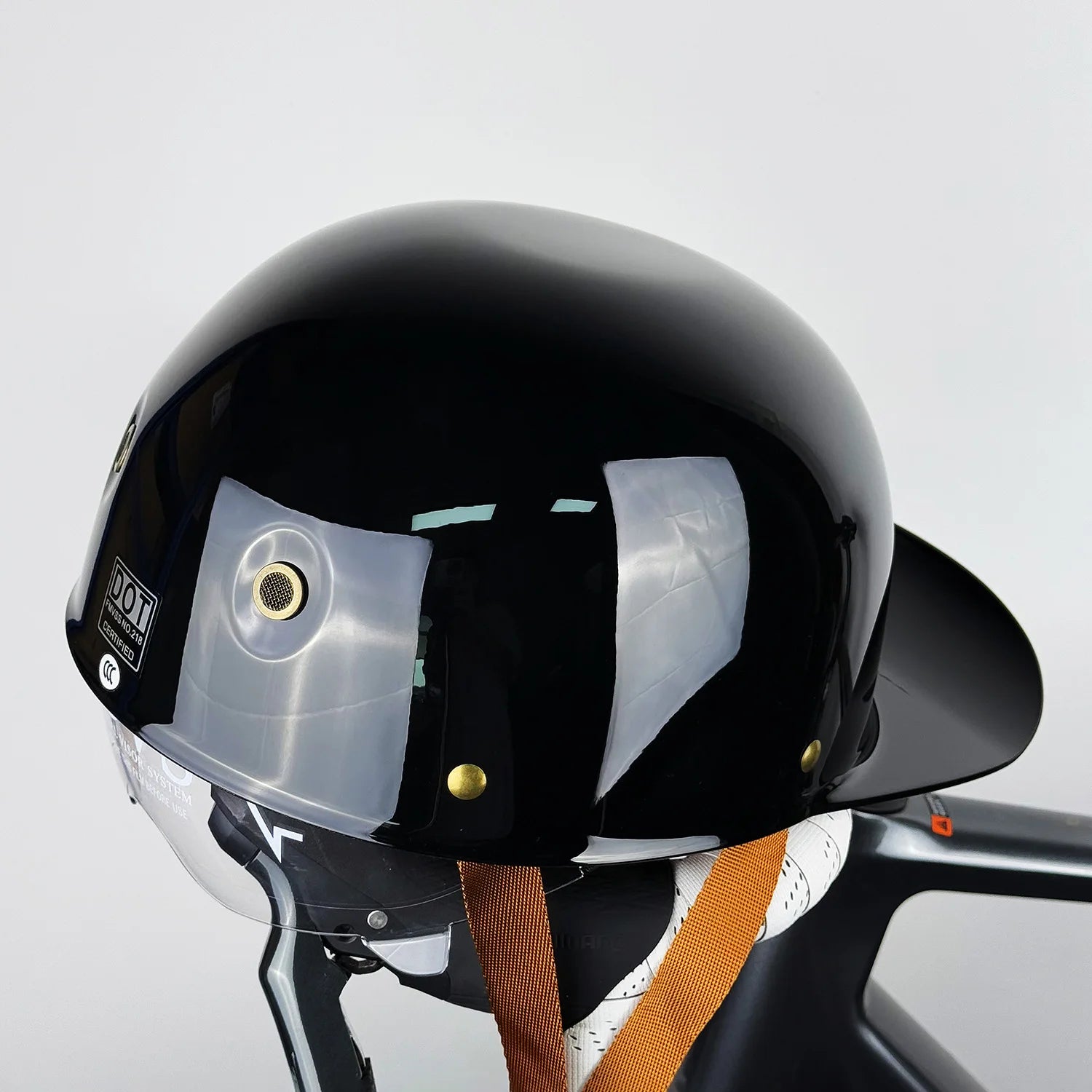 Retro Half Face Motorcycle Helmet with Transparent Inner Lens - Vintage Style for Harley & E-Scooters | Lightweight Comfortable