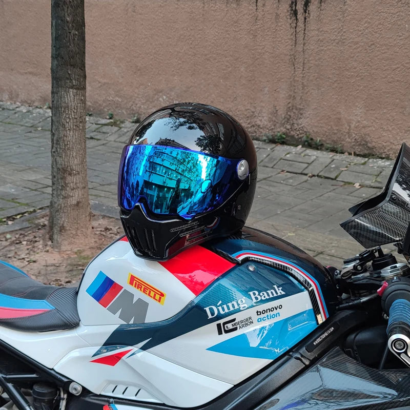 Retro motorcycle helmet ABS Light cruiser full coverage helmet for men and women DOT approved