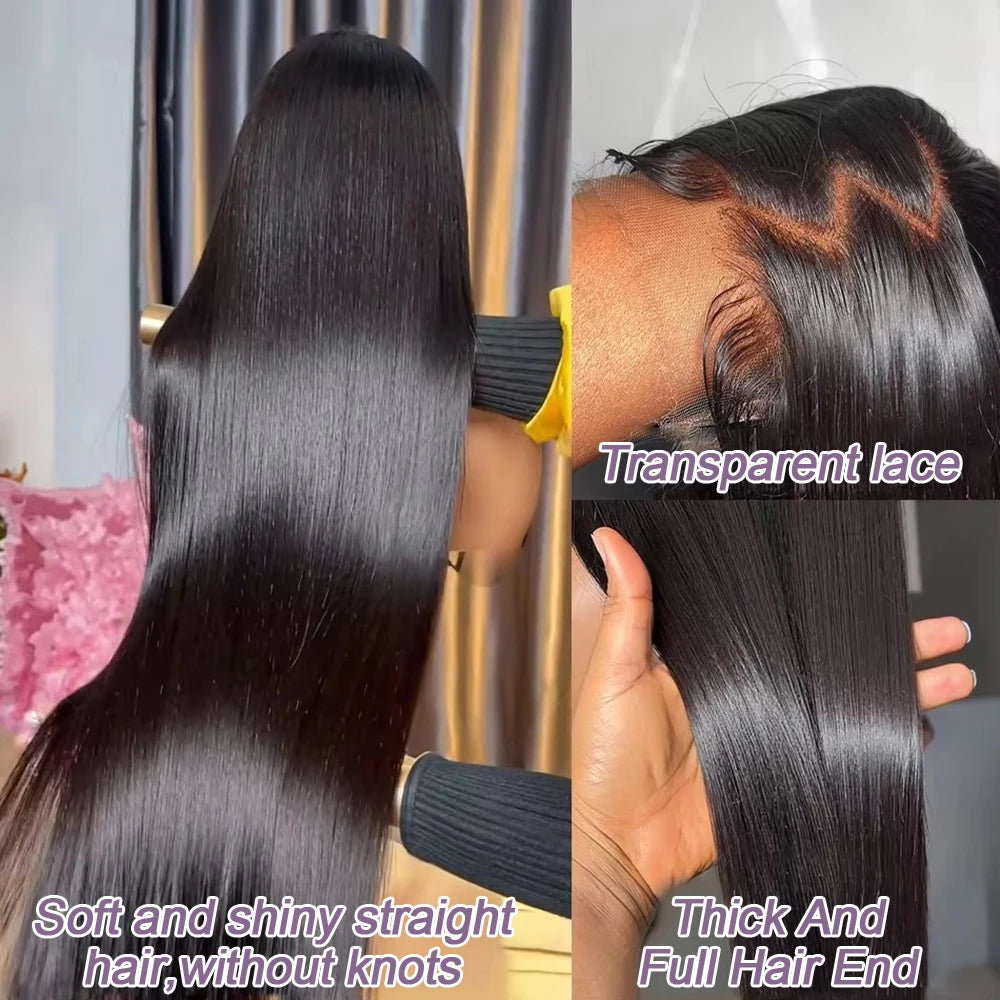 40 30 Inch Bone Straight Hair Wig 13x6 HD Lace Frontal Human Hair Wig 100 Straight 13x4 Glueless Transparent Lace Front Wig