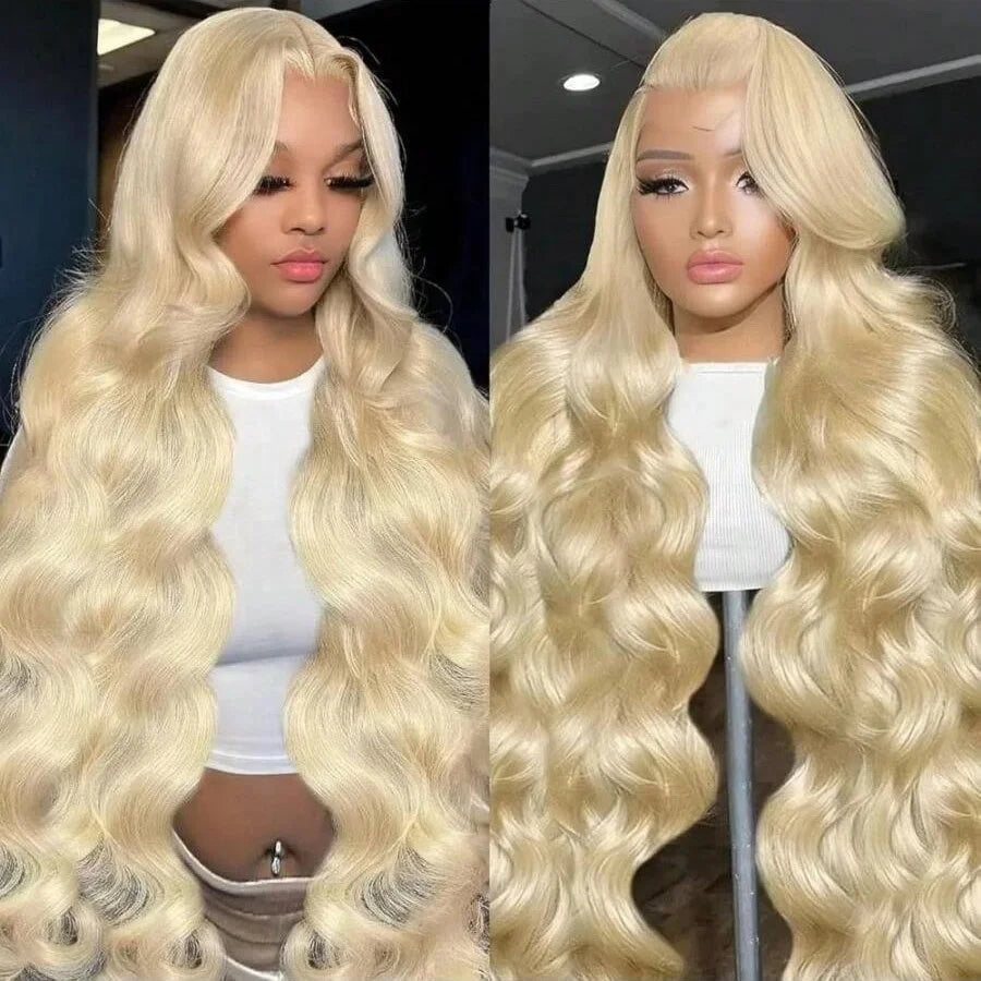 200% 613 Honey Blonde Body Wave 13x4 HD Transparent Lace Frontal Wigs Human Hair Brazilian Pre Plucked With Baby Hair 34 Inch