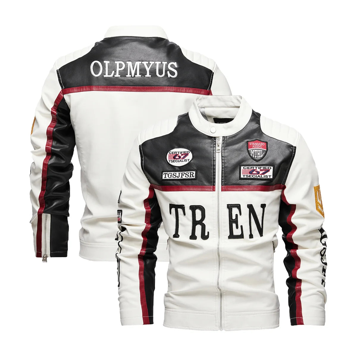 Faux Leather Racing Jacket Oversized Motorcycle Biker Racer Jackets Streetwear Unisex