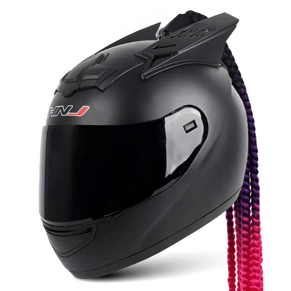 Matte Black Dreadlocks Full Face Biker Helmet Wear-Resistant Motorcycle Equipment Anti-Fall Motocross Kask Breathable Protection