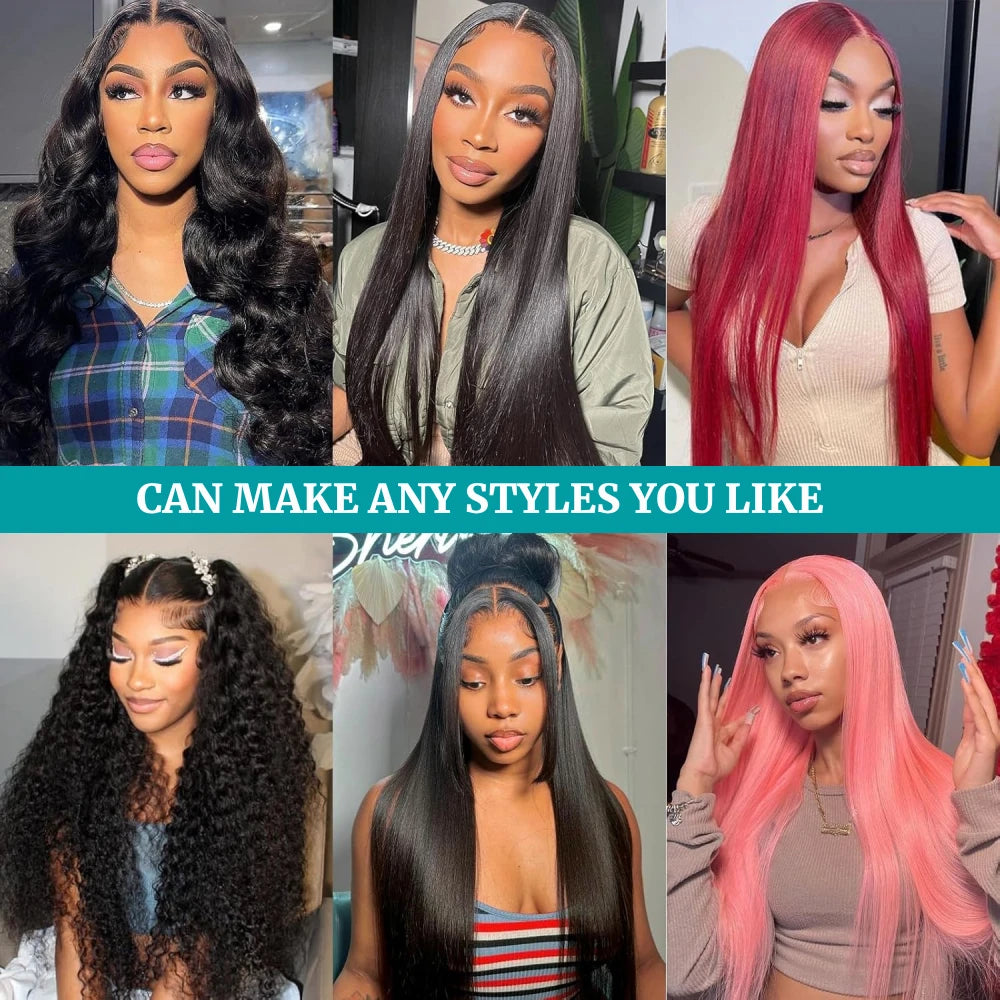 13x4 13x6 HD Transparent Bone Straight Lace Front Wig 200 Density Brazilian Lace Frontal Wigs 7x6 Glueless Max Lace Closure Wigs