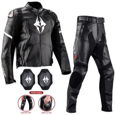 Men Women Motorcycle Riding Suit Waterproof Winter Warm Racing Jacket Pants Set Windproof Anti-Fall Riding Leather Clothing