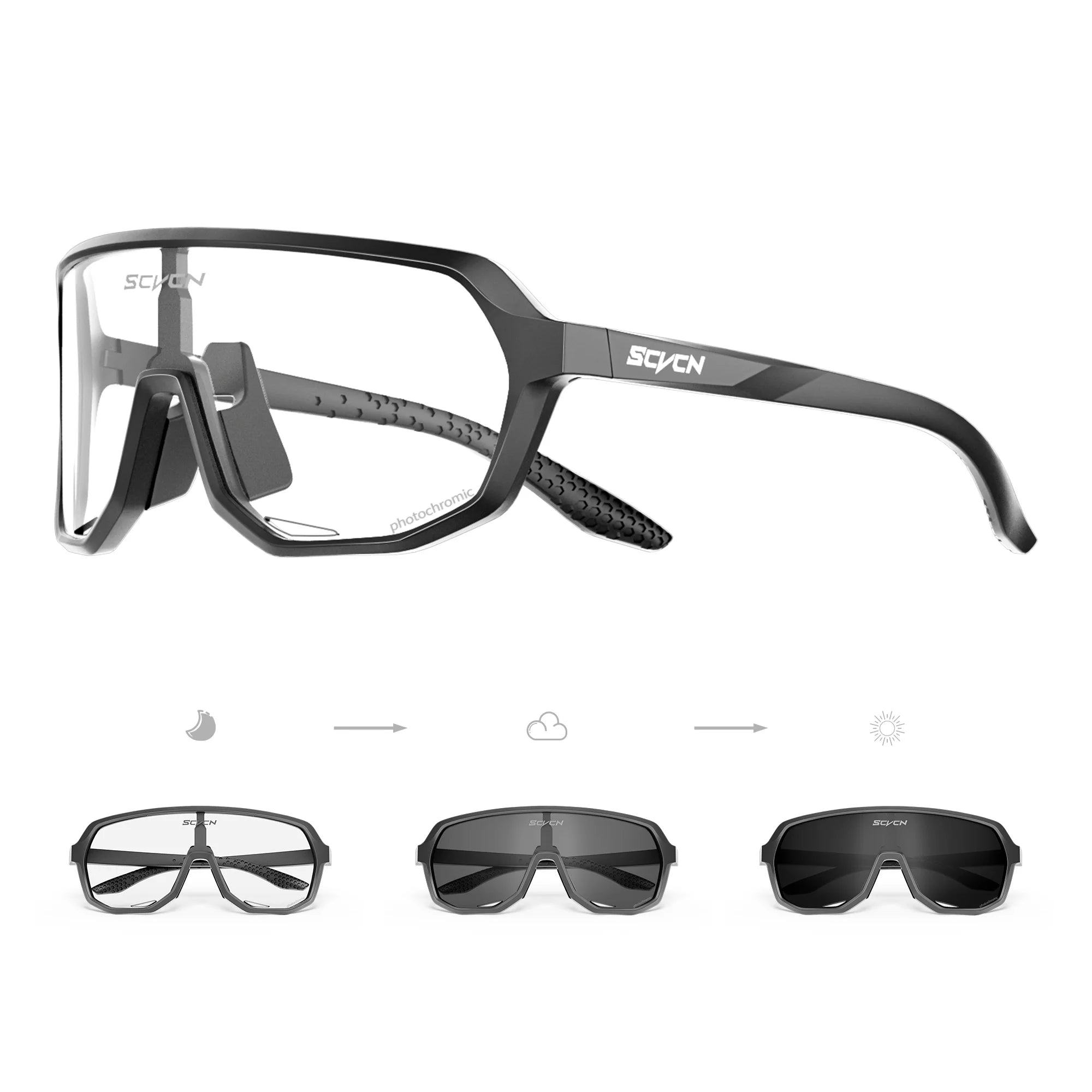 SCVCN Hot Photochromic UV400 Cycling Glasses Motorcycle Bike Riding Outdoor Sport Cycling Sunglasses Men Women Hiking Goggles