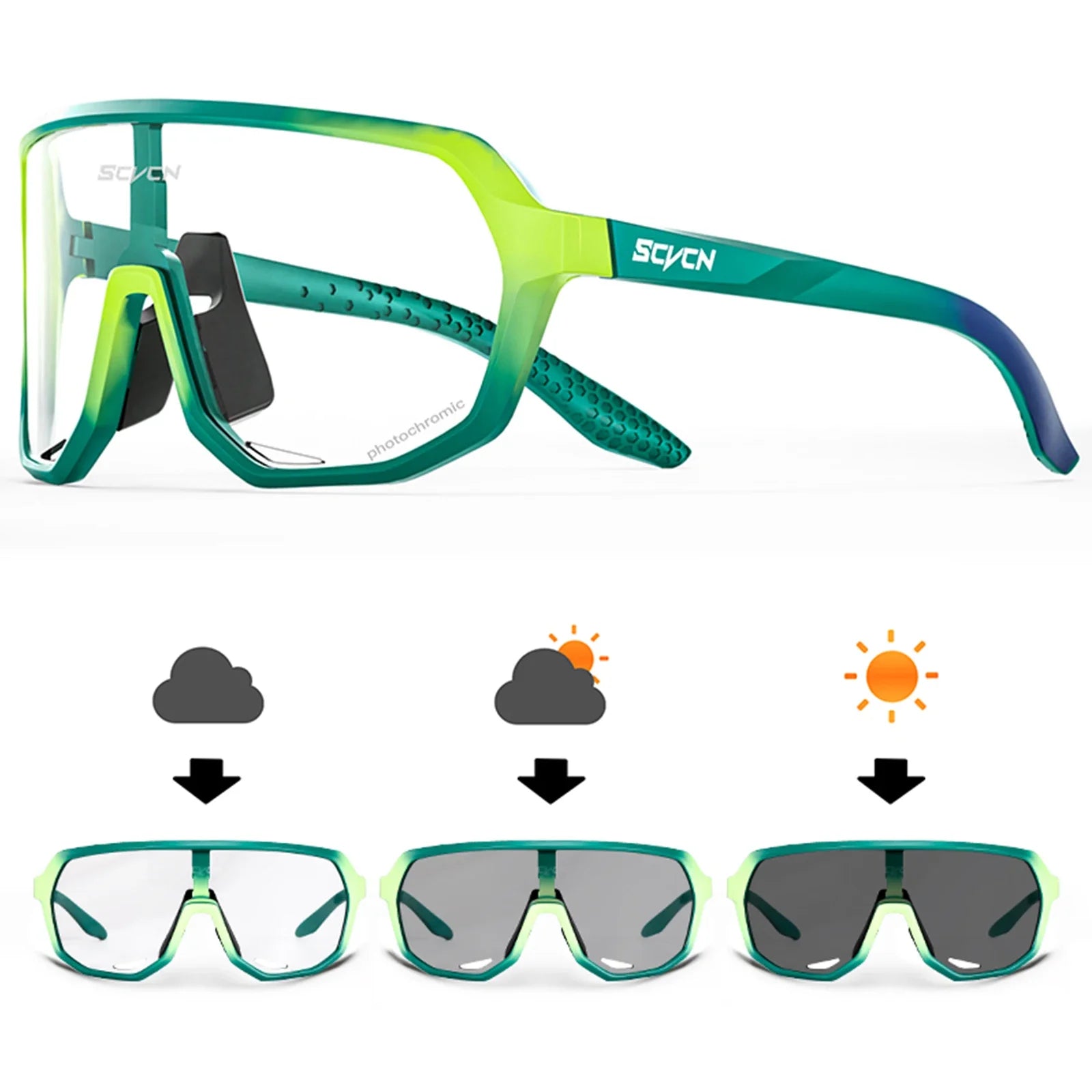 SCVCN New Photochromic Cycling Glasses Motorcycle Bike Riding Outdoor Sport Cycling Sunglasses Men Women Hiking UV400 Goggles