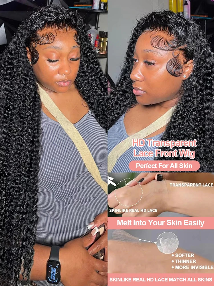 250 Density 30 40 Inches HD Deep Wave 13x6 Curly Lace Front Human Hair Wig Wet Wavy Water Wave Lace Frontal Wigs For Black Women