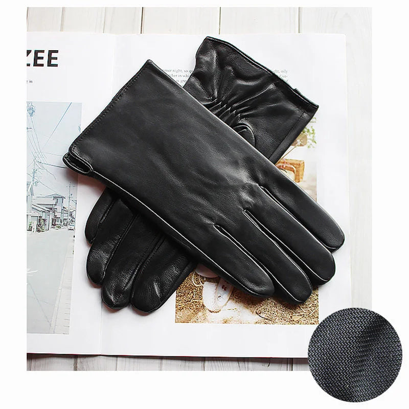 Autumn Thin Sheepskin Leather Gloves Men's Rayon Lining Spring and Summer Outdoor Bicycle Riding Car Driving Fashion Driver Fin