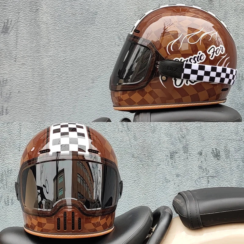 ORZ Retro Motorcycle Full Helmet Motorcycle Helmet Four Seasons Couple Street Bike Helmet Riding Cascos Para Moto