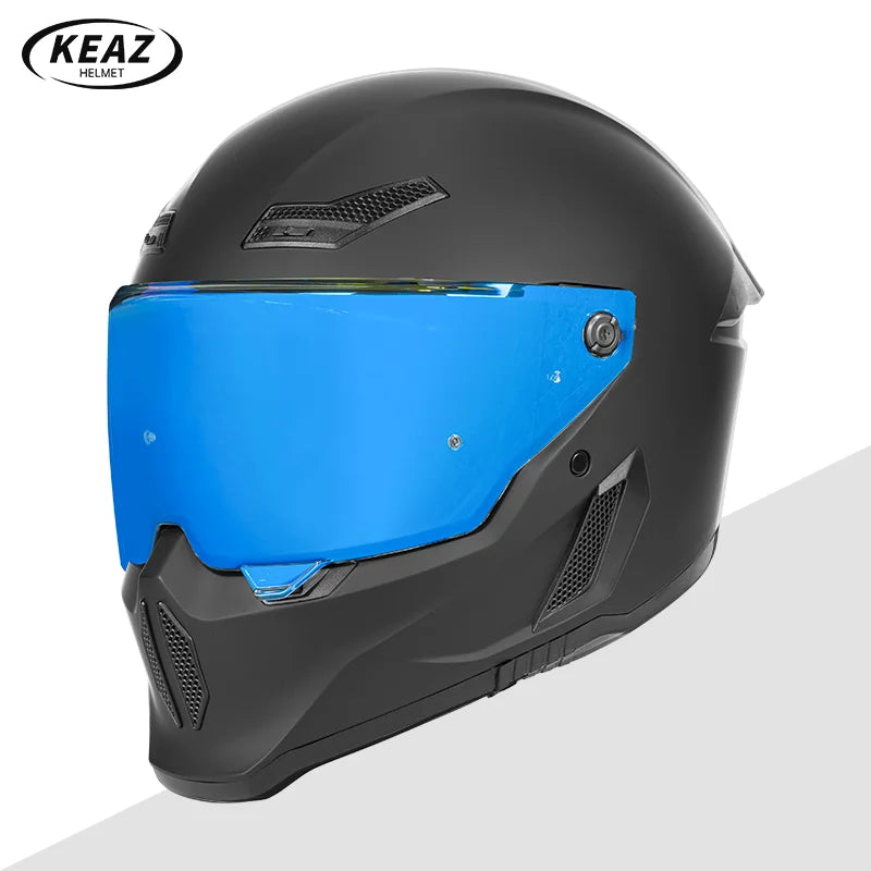 Personalized Retro Black Motorcycle Helmet Men Women Full Helmet for Motorcycles DOT Cover Suitable for All Seasons and Anti-Fog