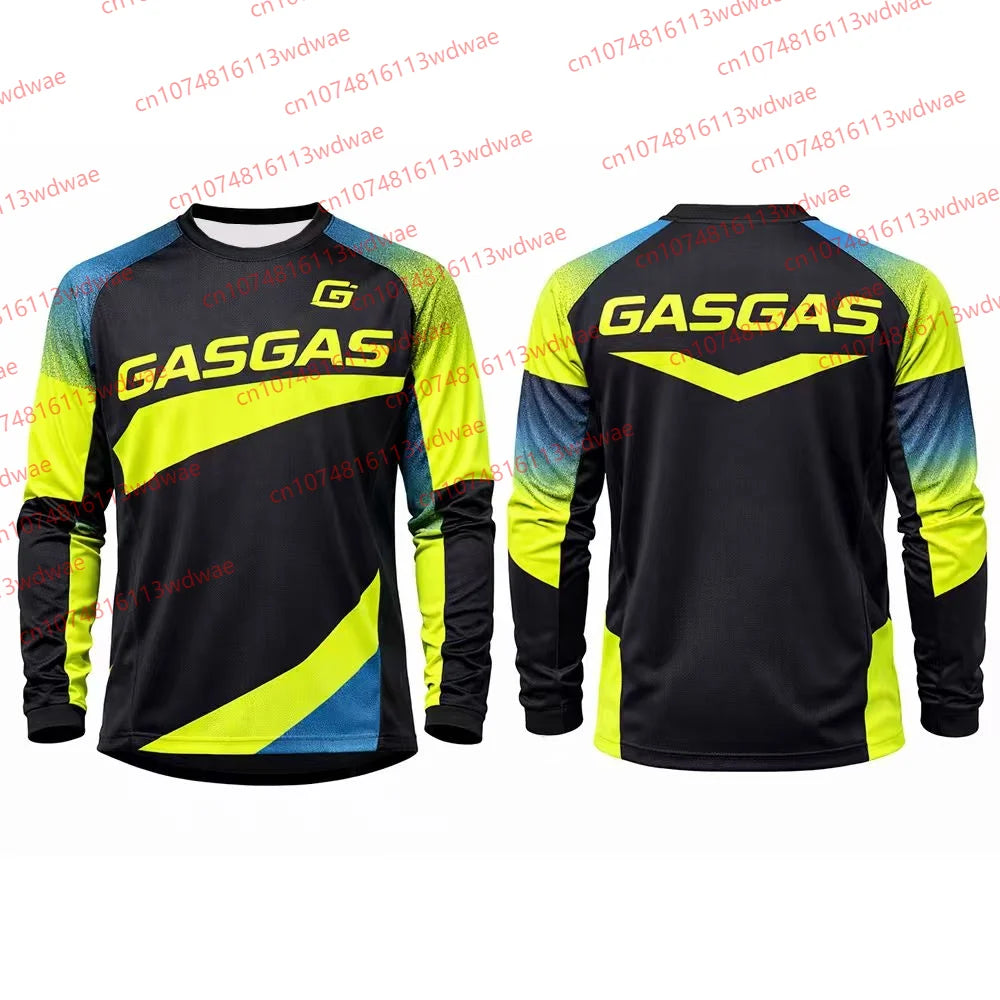 GASGAS Motocross Jersey Men Long Sleeve Racing Shirt Yellow Black Motorcycle Gear Off-Road MX Apparel Quick-drying cycling suit