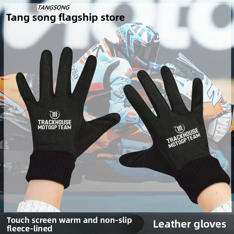 2025 New Trackhouse Motorcycle Riding Gloves Fleece Lined Touchscreen Warmth Bike Oil Gloves for Youth Winter Cycling Gloves
