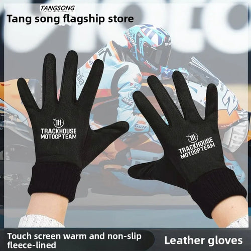 2025 New Trackhouse Motorcycle Riding Gloves Fleece Lined Touchscreen Warmth Bike Oil Gloves for Youth Winter Cycling Gloves