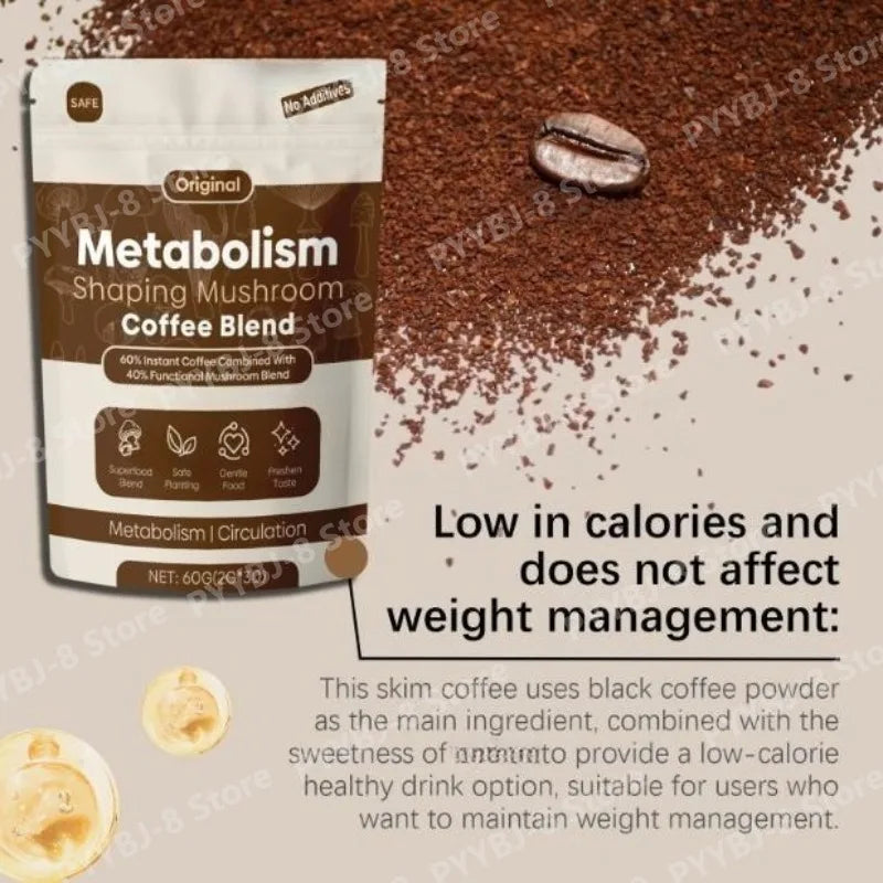 Metabolic Powder with Mushroom Extract and Black Coffee Promote Internal Circulation in The Body Health Nutritional Supplements