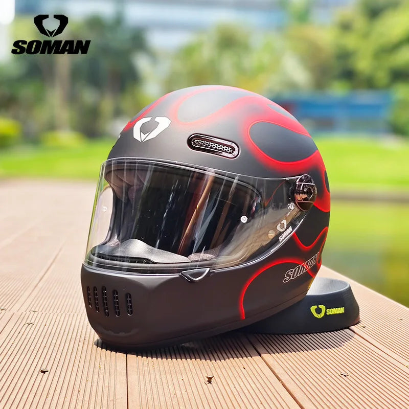 SOMAN Motorcycle Helmet Retro DOT Certification Full Face Helmet Riding Personalized Motorcycle Safety Helmet Casco Moto Casque