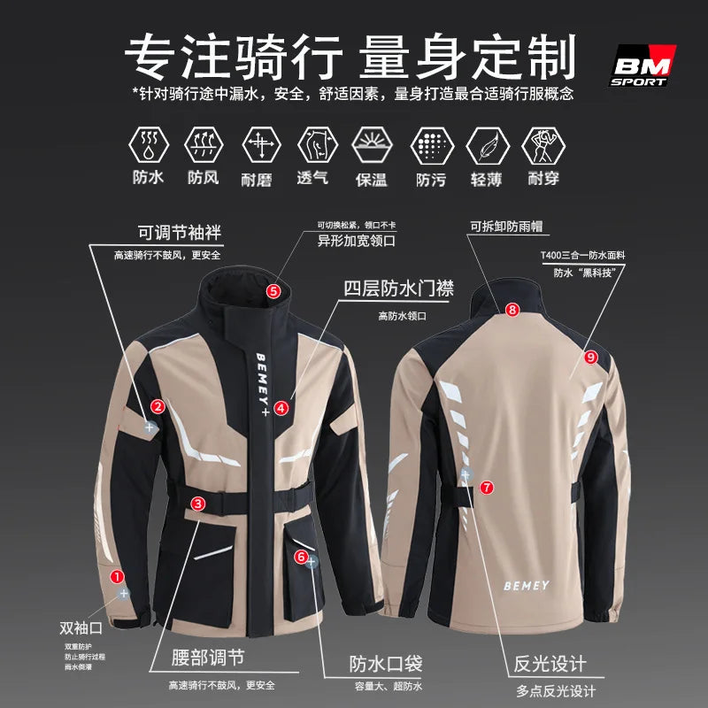 Motorcycle Raincoat Suit Split Full Body Rainstorm Proof Men's Riding Jacket and Pants Windproof Waterproof Moto Rider Raincoat