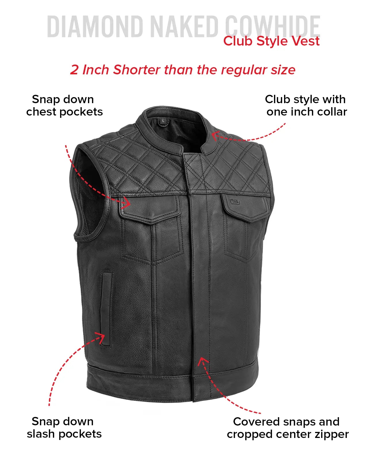 Upside Men's Club Style Leather Vest