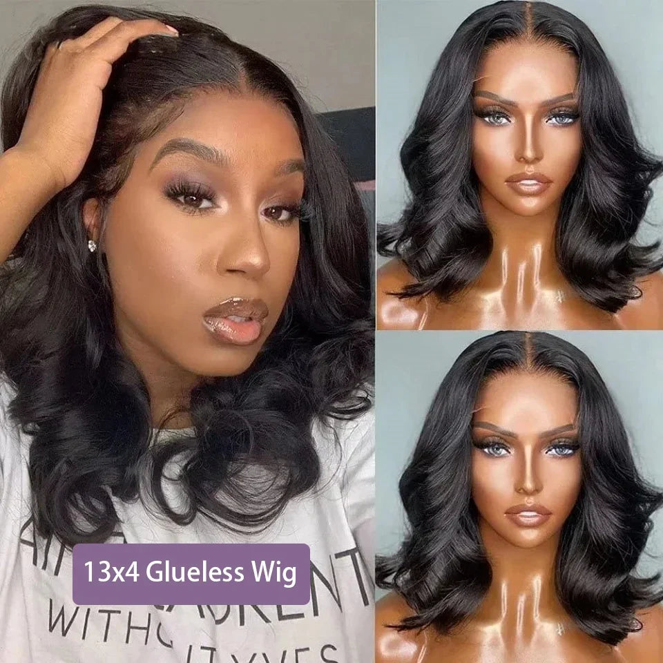 Bob Wig 13x4 Body Wave Glueless Wig Human Hair Brazilian Ready To Wear 7x5 Lace Frontal Wig Pre Cut No Glue For Women Preplucked