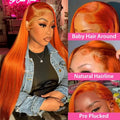 Ginger Wig Human Hair 13x4 Straight Lace Frontal Wigs Human Hair Hd Transparent 350# Ginger Orange Human Hair Wigs for Women