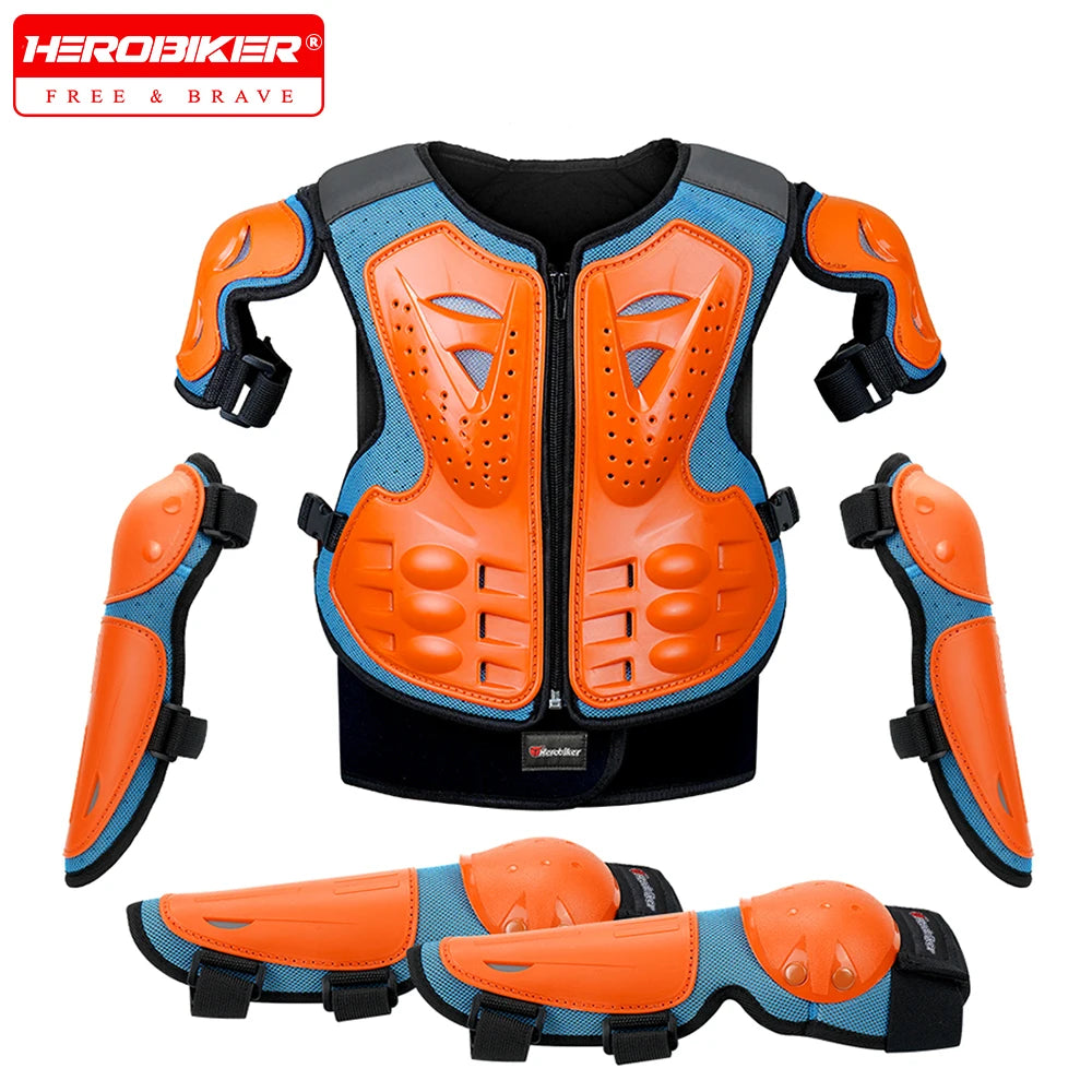 Motorcycle Armor Kid's Chest Vest Protection Motocross Riding Armor Jacket Protective Armors Motorbike Kneepads Moto Full Armor