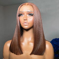 13x4 Lace Front Wig Bob Human Hair Brown Straight 180% Full Density Transparent Lace Frontal Wigs bob hair lace front wig