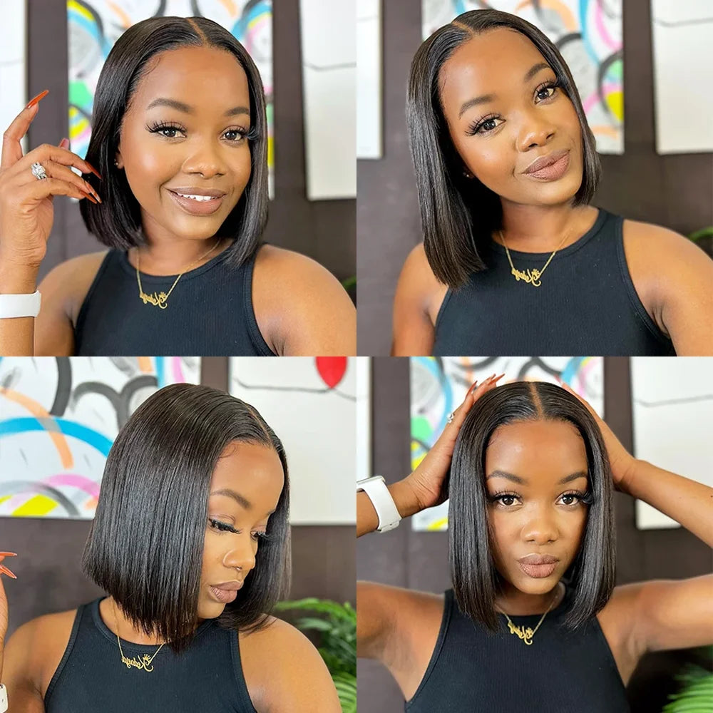 HD Lace Front Short Bob Wig Straight Bob Wig 13X4 Lace Front Human Hair Wigs For Black Women Brazilian Human Hair Wig Sale