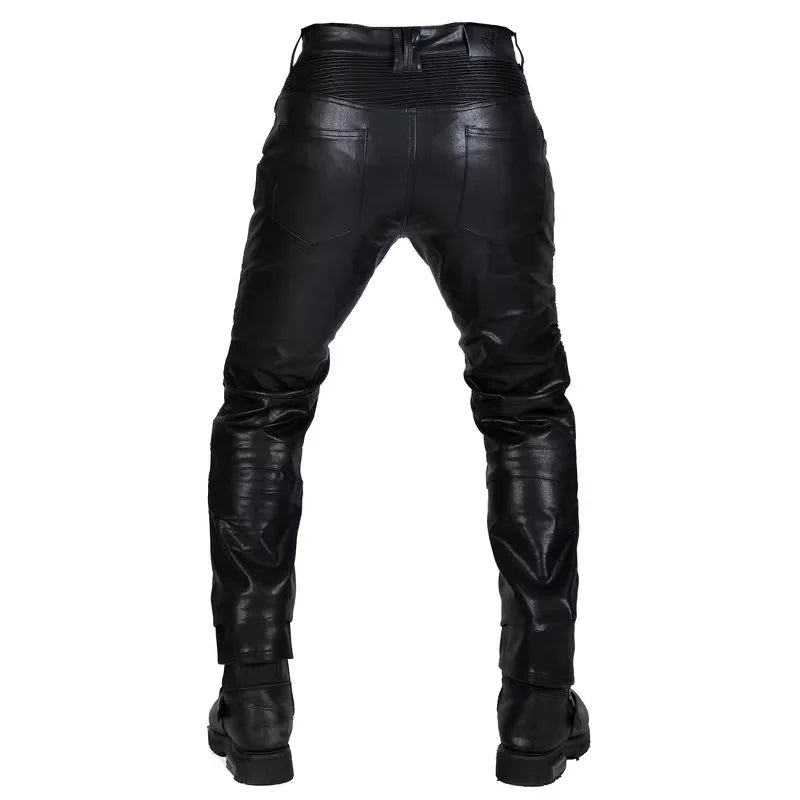 2024 Motocross Racing Pants PU Leather Biker Trousers Waterproof Windproof Men With 4X CE Knee Hip Pad Motorcycle Riding Jeans