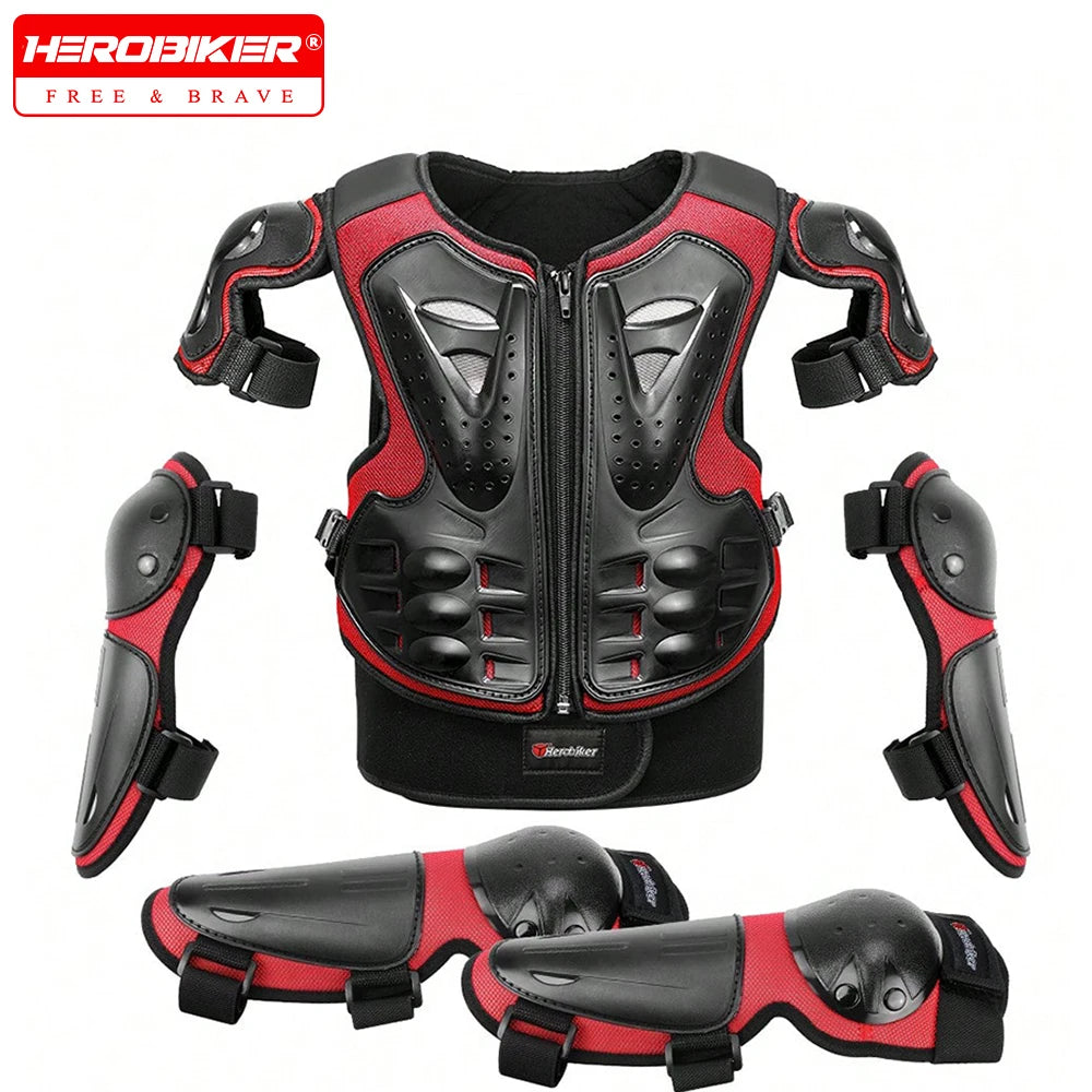 Motorcycle Armor Kid's Chest Vest Protection Motocross Riding Armor Jacket Protective Armors Motorbike Kneepads Moto Full Armor