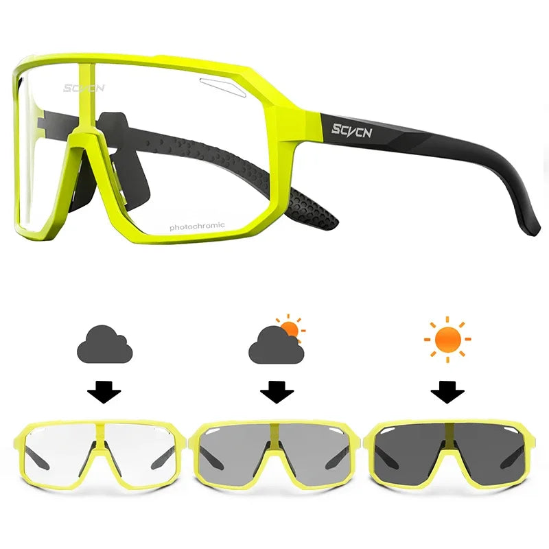 SCVCN New Photochromic Cycling Glasses Motorcycle Bike Riding Outdoor Sport Cycling Sunglasses Men Women Hiking UV400 Goggles