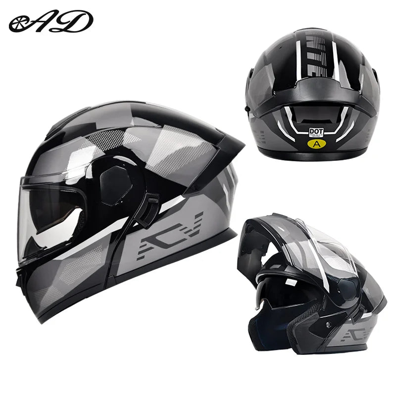 Dot Certified Ad Factory Open Face Motorcycle Helmet with Dual Visor Crash-Resistant Abs Motocross Riding Motorcycle Helmets