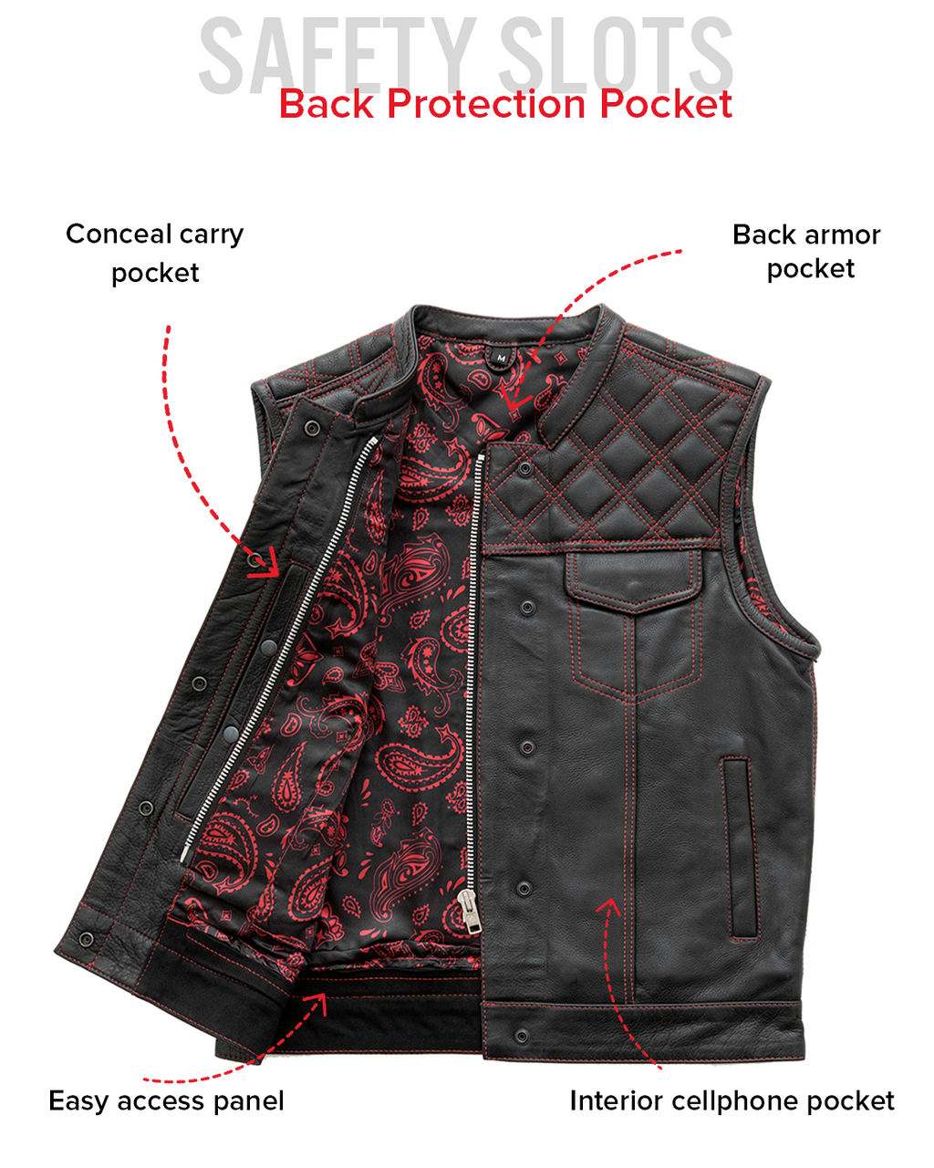 Downside Men's Motorcycle Leather Vest
