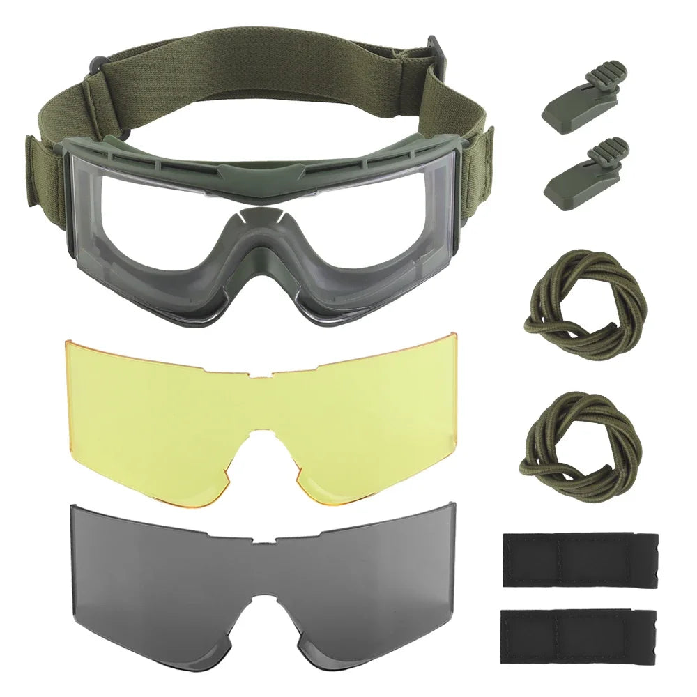 Tactical Protective Goggles Replaceable Lens Adapted Hunting Fast Airsoft Helmet Outdoor Motorcycle Riding Ski Windproof Glasses