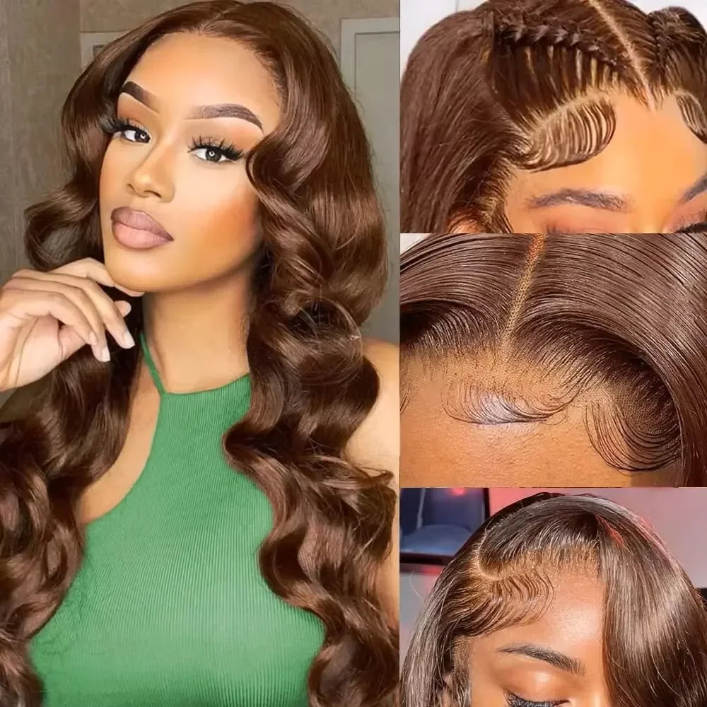 16-36 Inch Chocolate Brown Body Wave Lace Front Wigs 13x4 13x6 HD Lace Front Human Hair Brazilian Colored Lace Frontal Wig