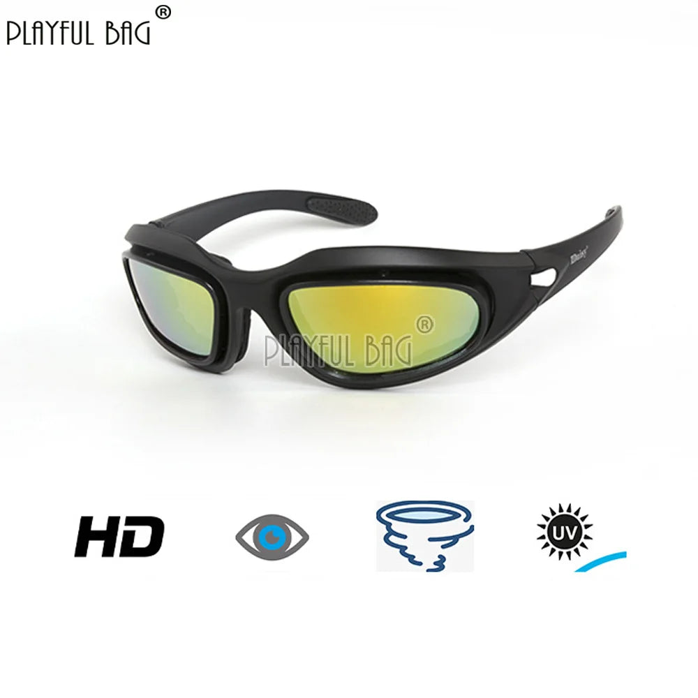 C5 Sports Glasses - Motorcycle Sandproof Goggles with Polarized Lenses - Impact Resistant Bicycle Riding Eyewear NA153S