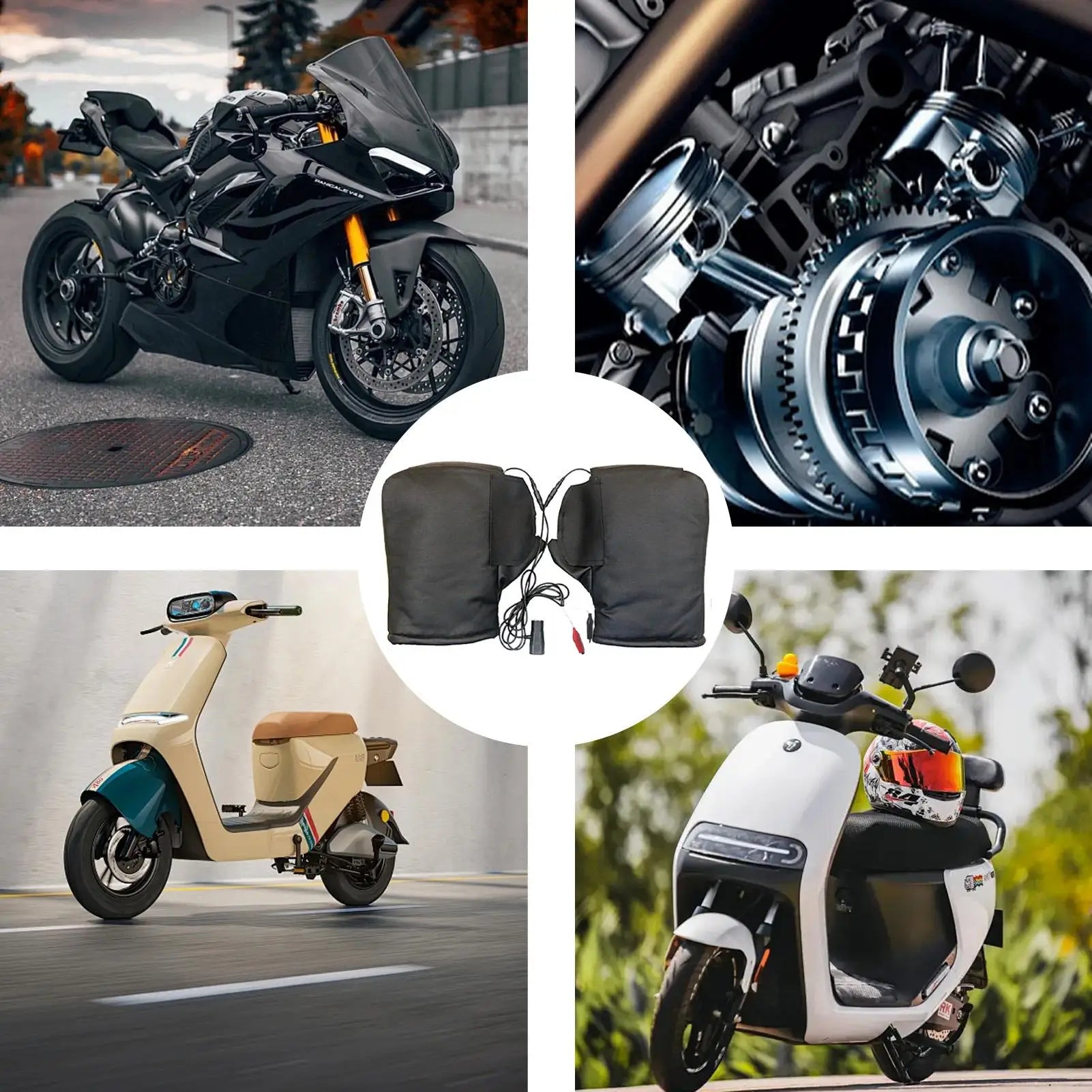 Motorcycle Handlebar Mitts Electric Waterproof Thermal Snowmobile Heated Grip Gloves For Men Riders Commuting Riding Touring