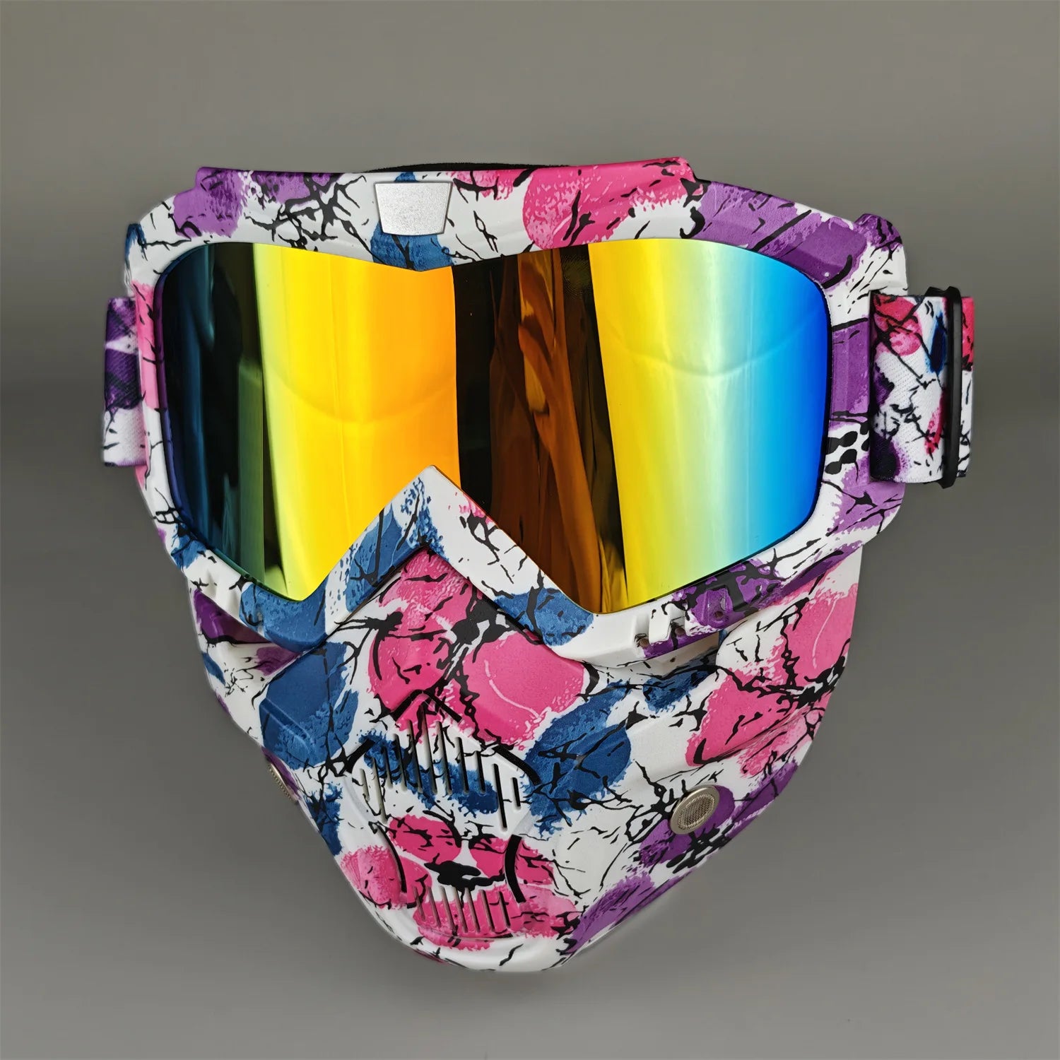 Motorcycle Glasses Riding Glases with Removable Face Mask, Removable Anti-fog Glasses, Mouth Filter, Adjustable Anti-slip Strap