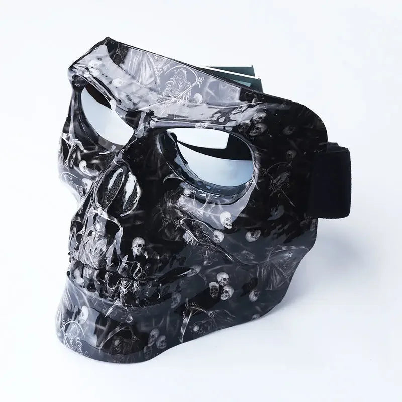 Face Shield Motorcycle Biker Full Face Plastic Skull Mask with Goggles Motocross Motorcycle Helmet Moto Casco Capacete Ghost