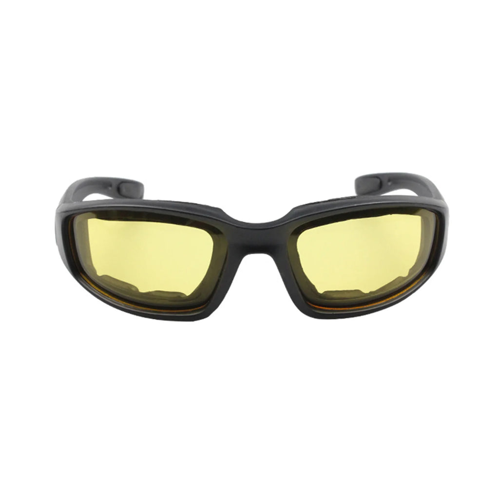 Motorcycle Riding Glasses Padding Goggles UV Protection Dustproof Windproof Sunglasses with Clear Smoke Yellow Lens Anti-glare