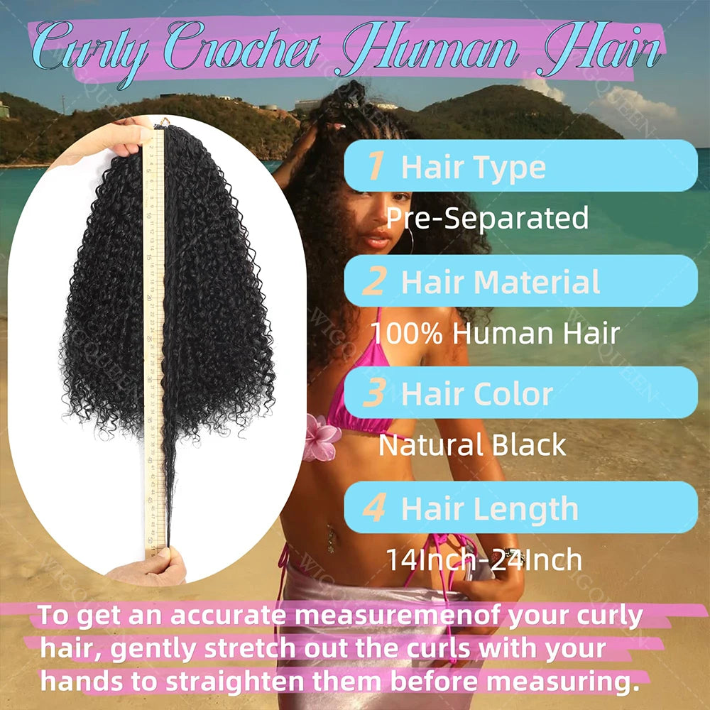 Small Spirals Curly 12A Human Crochet Hair Invisible Knot Pre looped Lightweight Soft Afro Tight Kinky Curly Crochet Human Hair