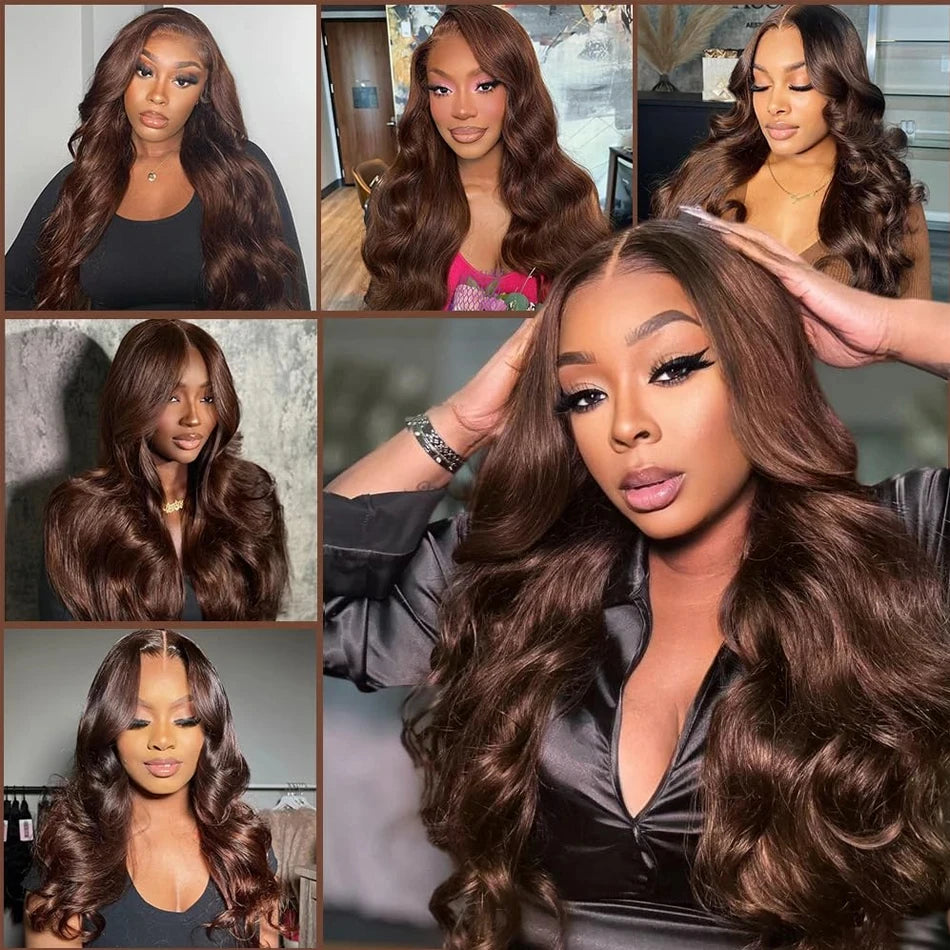Romola Body Wave Human Hair Wigs Chocolate Brown Wig HD Lace Wig 13x6 Pre Plucked Baby Hair Brazilian Wigs Free Shipping
