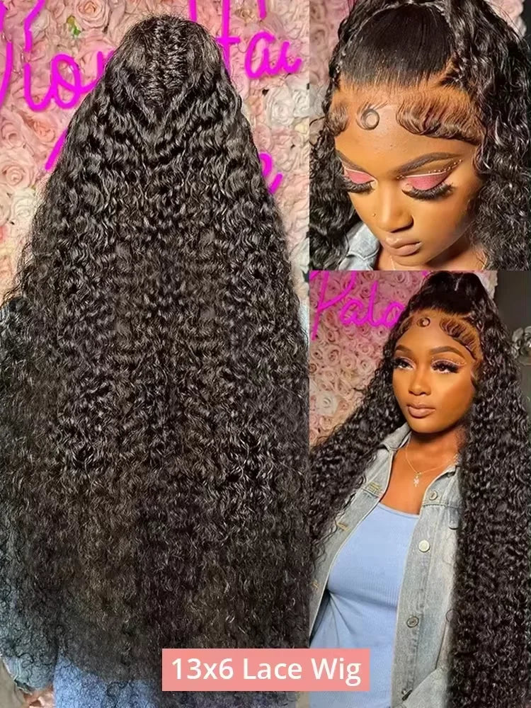 250% Density 13x6 Hd Lace Frontal Wig Deep Wave Curly Raw Human Hair Preplucked Water Wave Front Wigs For Black Women Brazilian