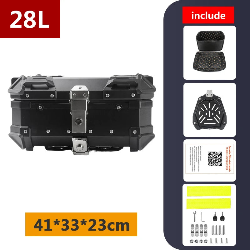Aluminum Motorcycle Box 45L 55L 65L 80L Motorcycle Rear Luggage Box Helmet Travel Storage Case Moto Top Box Universal Waterproof