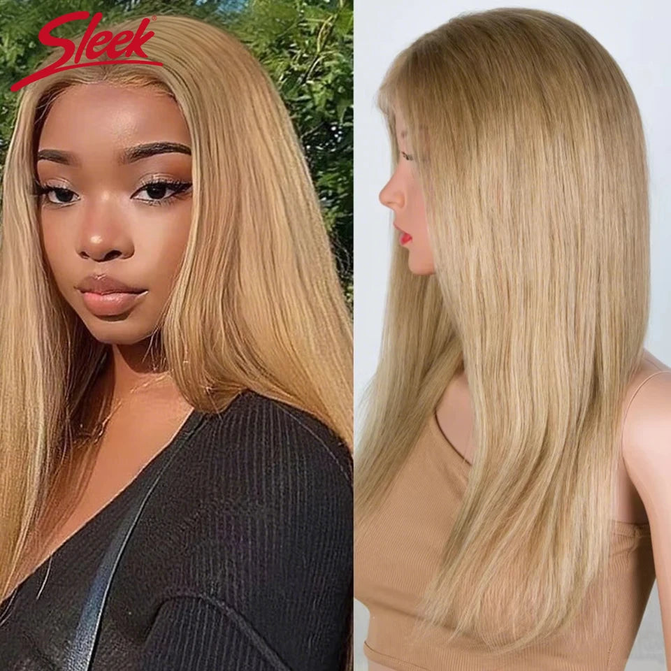 Sleek Blonde 30 Straight Lace Front Wigs 13x6x1 Lace Part Human Hair Wig For Women Transparent Lace Highlight Colored Remy Hair