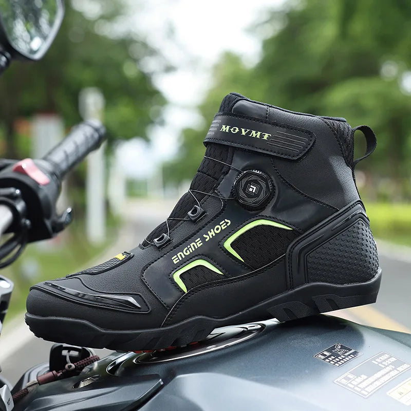 2026 Motorcycle Boots Men Leather Motos Breathable Anti Slip Wear-resistant Riders Boots Motorbike Racing Ankle Length Shoes