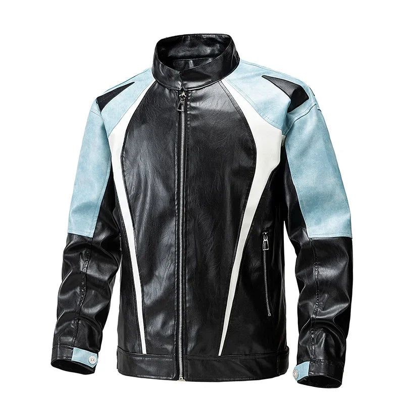 2025 Autumn Patchwork Motorcycle Jacket Men Winter Motorbike Jacket Men Women PU Leather Motocross Jacket Riding Clothing