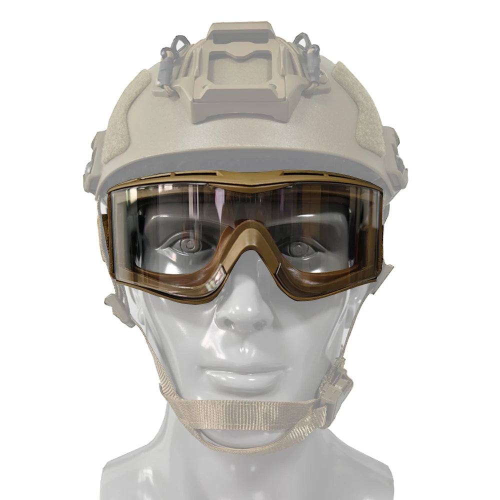 Tactical Protective Goggles Replaceable Lens Adapted Hunting Fast Airsoft Helmet Outdoor Motorcycle Riding Ski Windproof Glasses