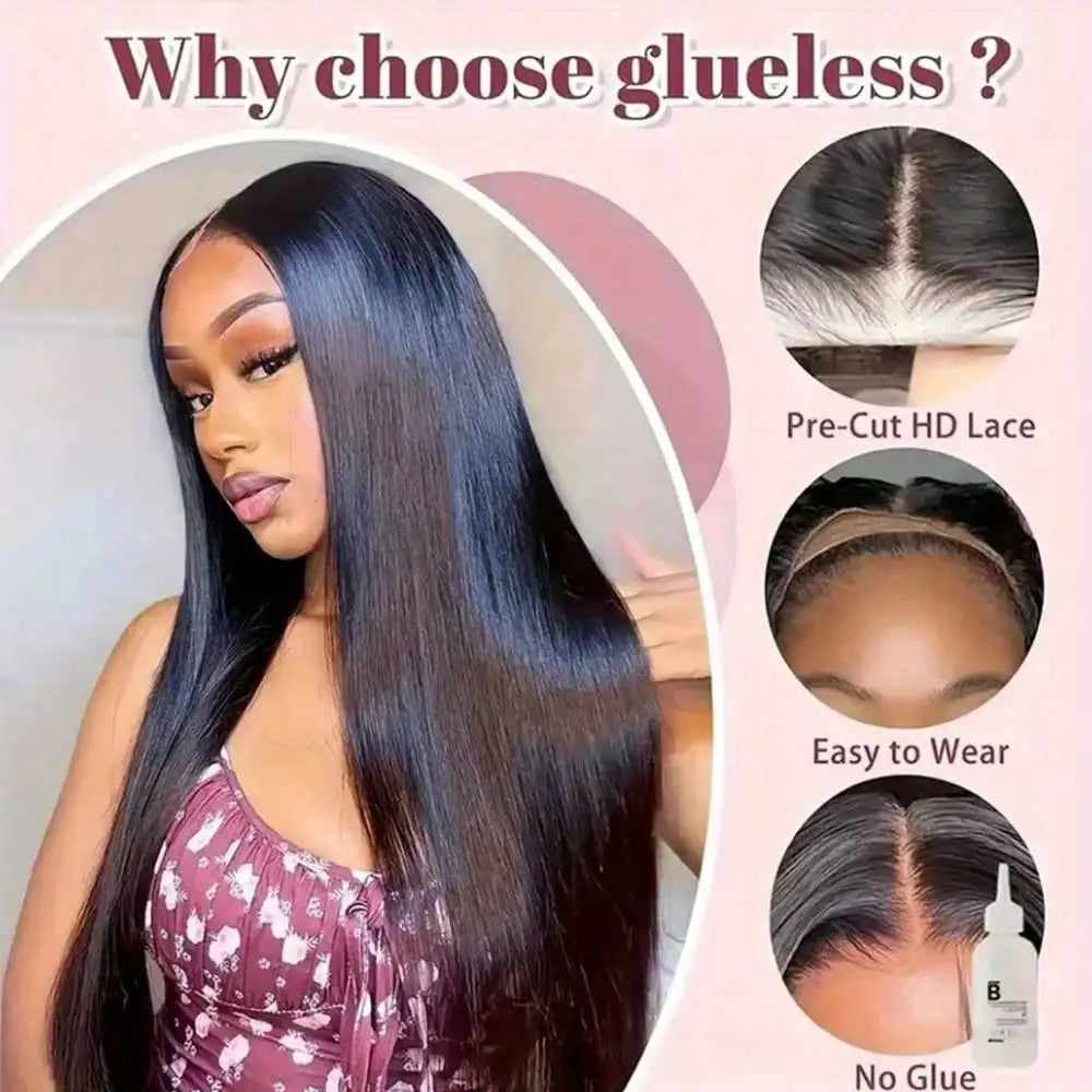 40 Inch Straight Pre Plucked Pre Cut Lace Glueless Wig 5x5 HD Lace Frontal 13x6 Human Hair 250% Density Wigs